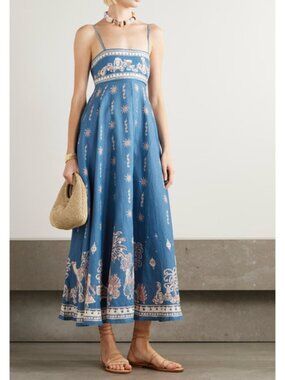 Alemais Acacia printed linen midi dress
